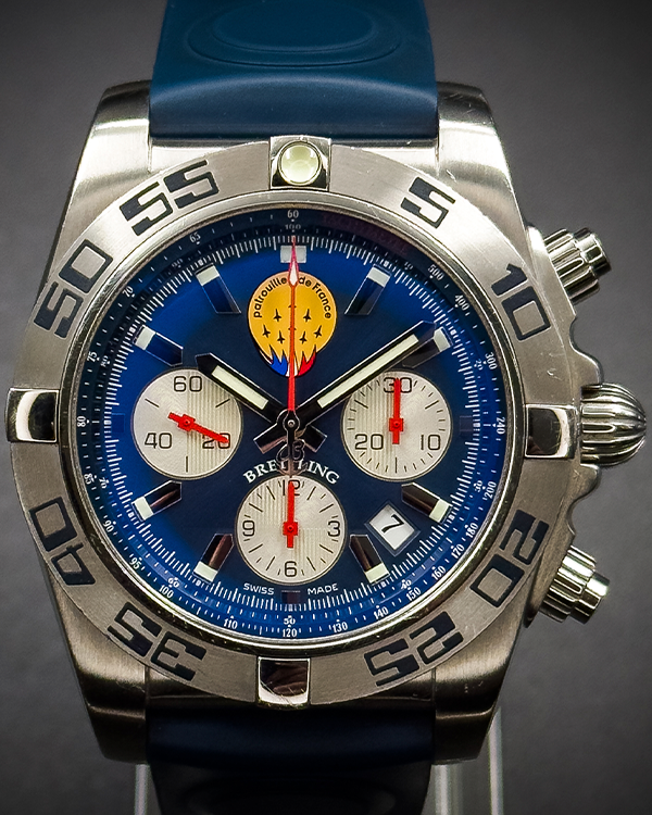 2013 Breitling Chronomat "Patrouille de France" Limited Edition 44MM Blue Dial Rubber Strap (AB01109E/C886)