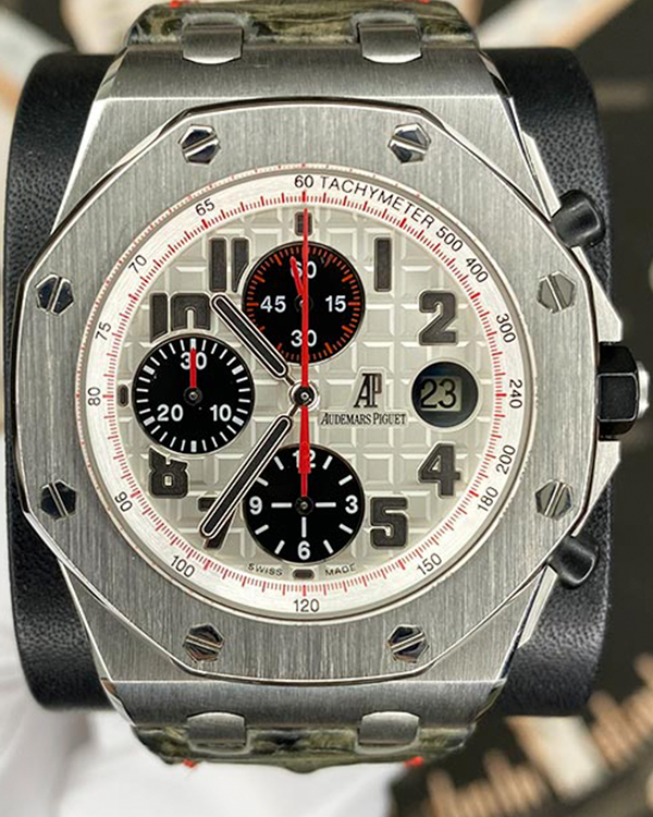 Audemars Piguet Royal Oak Offshore Chronograph 42MM White Dial Leather Strap (26170ST.OO.D101CR.02)