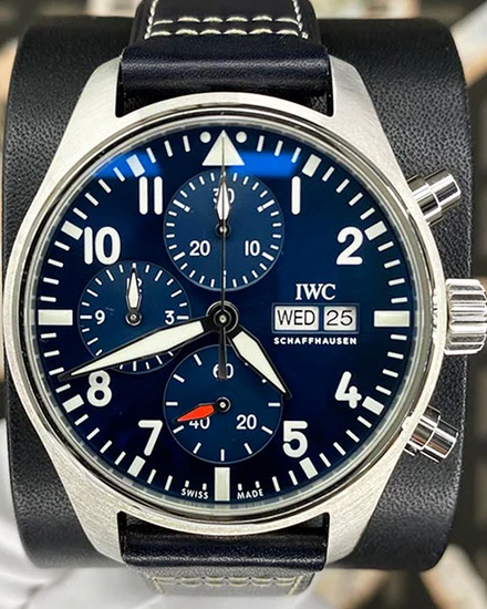 2023 IWC Schaffhausen Pilot Chronograph 41MM Blue Dial Leather Strap (IW388101)