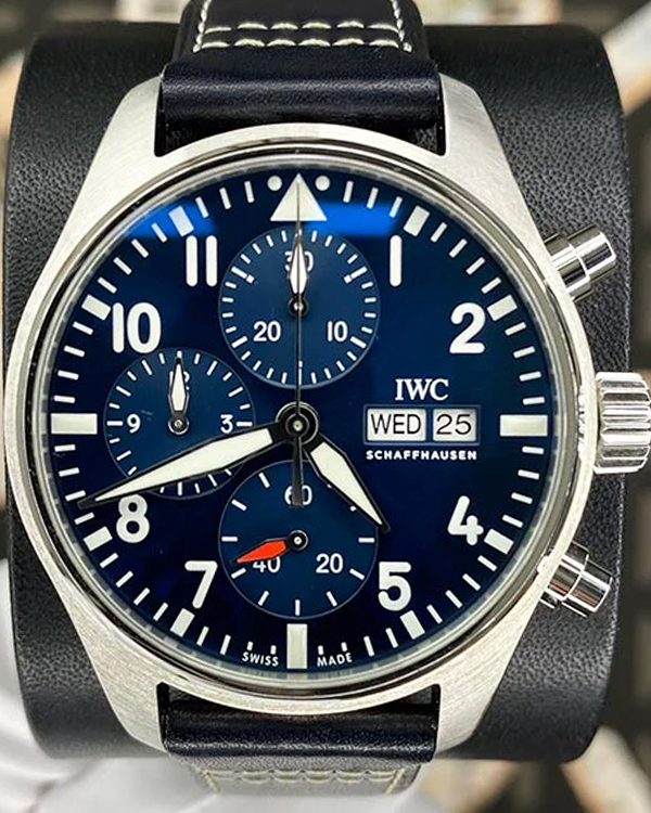 2023 IWC Schaffhausen Pilot Chronograph 41MM Blue Dial Leather Strap (IW388101)