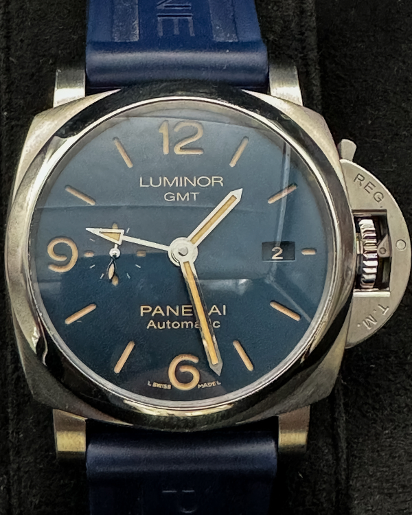 2021 Panerai Luminor 1950 3 Days GMT 44MM Blue Dial Rubber Strap (PAM01033)