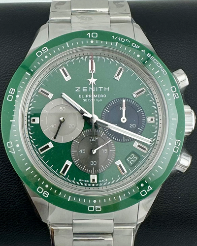 No Reserve - 2024 Zenith Chronomaster Sport 41MM Green Dial Steel Bracelet (03.3119.3600/56)