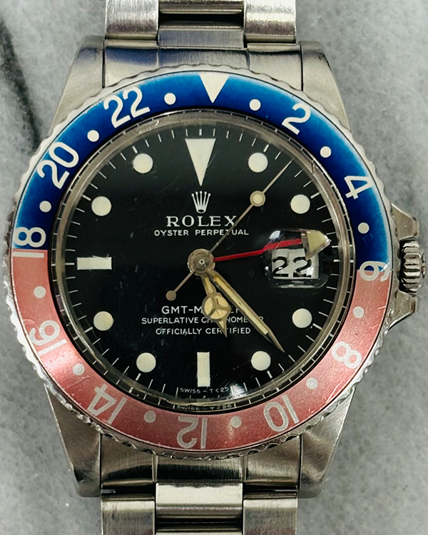 Rolex GMT-Master "Faded Pepsi" 40MM Black Dial Oyster Bracelet (16750)