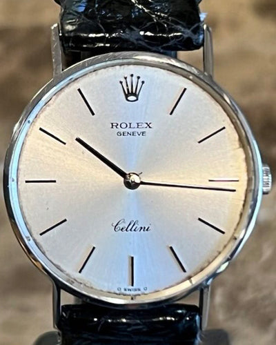 Rolex Cellini Vintage 31MM Silver Dial Leather Strap (3833)