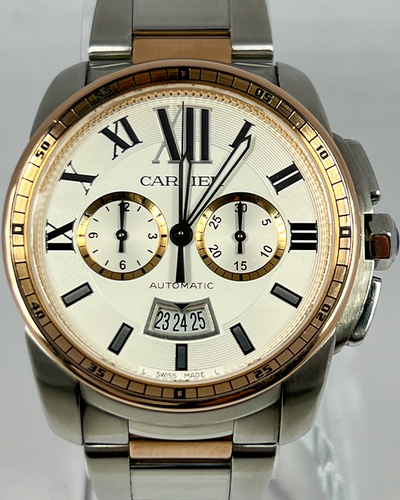 2013 Cartier Calibre de Cartier Chronograph 42MM Silver Dial Two-Tone Bracelet (W7100042)