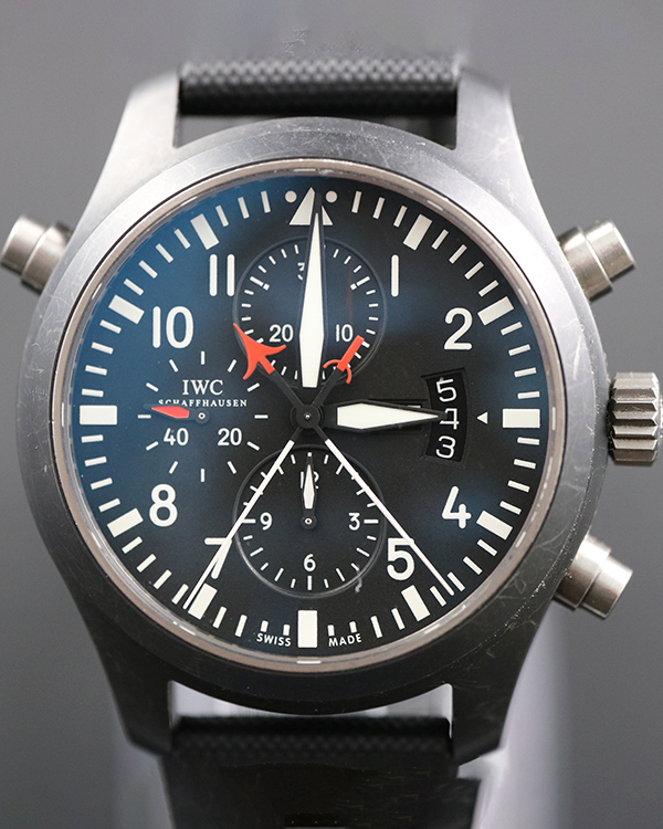 IWC Schaffhausen Pilot Chronograph Top Gun 46MM Black Dial Textile Strap (IW379901)