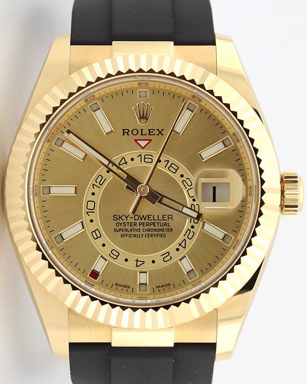 2022 Rolex Sky-Dweller 42MM Champagne Dial Oysterflex Strap (326238)