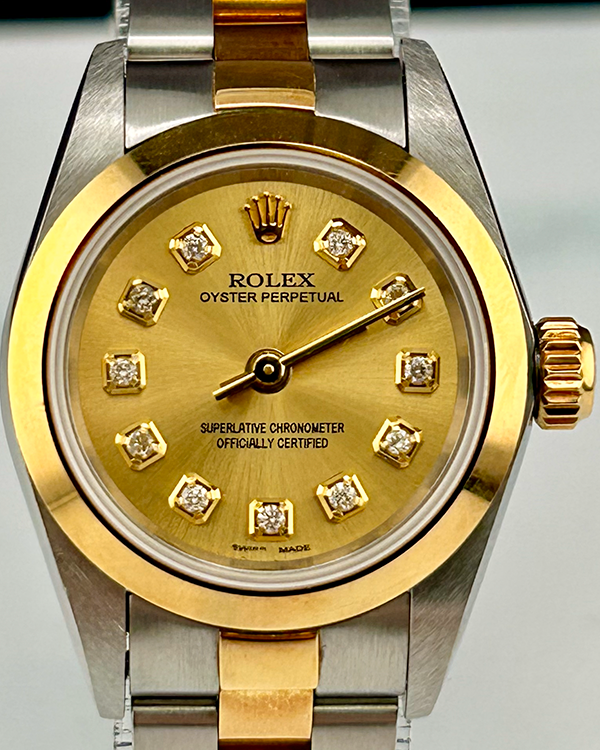 1997 Rolex Oyster Perpetual 24MM Aftermarket Champagne Dial Two-Tone Oyster Bracelet (67183)