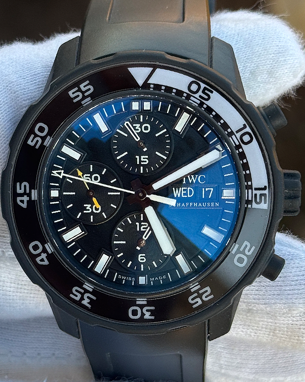 2013 IWC Schaffhausen Aquatimer Chronograph "Galapagos" Special Edition 43.5MM Black Dial Rubber Strap (IW376705)