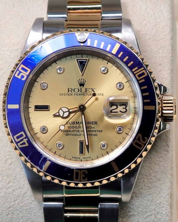 Rolex Submariner Date 40MM Champagne "Serti" Dial Two-Tone Bracelet (16613)