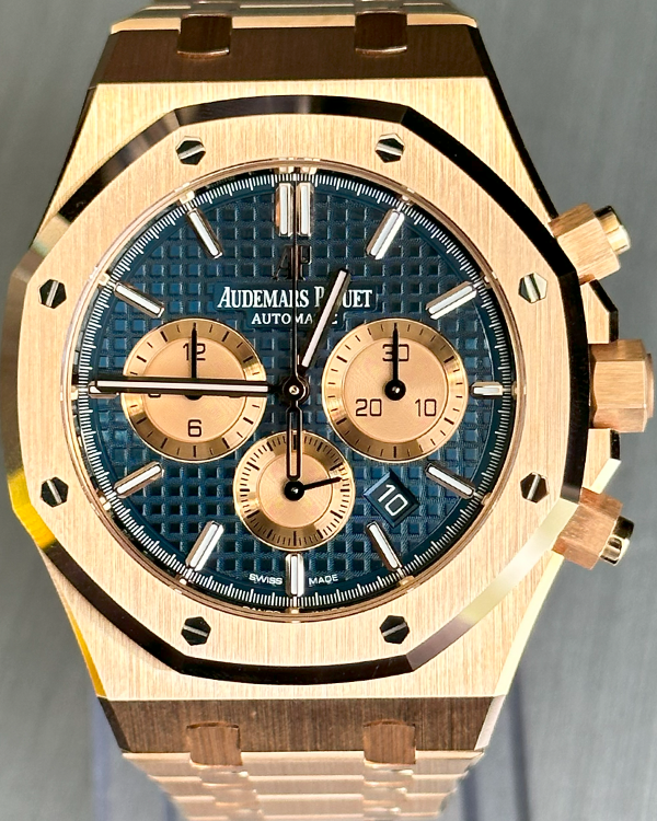 2021 Audemars Piguet Royal Oak Chronograph Rose Gold Blue Dial (26331OR)