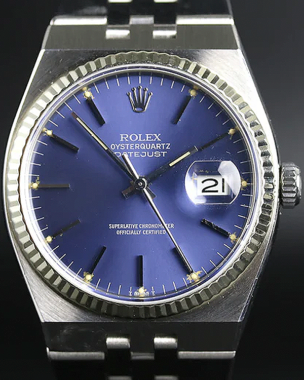 Rolex Datejust Oysterquartz 36MM Blue Dial Steel Oysterquartz Bracelet (17014)