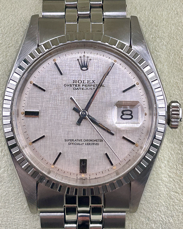 Rolex DateJust Vintage 36MM "Linen" Silver Dial Steel Jubilee Bracelet (1601)