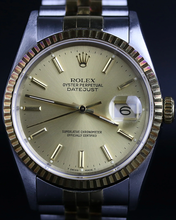 1990 (E serial) Rolex Datejust 36MM Champagne Dial Two-Tone Jubilee Bracelet (16233)