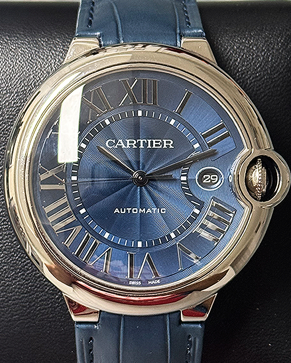 2023 Cartier Ballon Bleu De Cartier 42MM Blue Dial Leather Strap (WSBB0027)