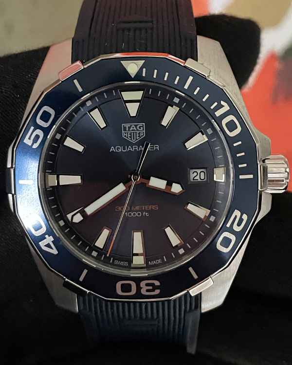 TAG Heuer Aquaracer 41MM Quartz Blue Dial Rubber Strap (WAY111C.FT6155)