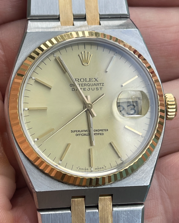 1986 (9.1 Mil Serial) Rolex Datejust Oysterquartz 36MM Quartz Champagne Dial Two-Tone Bracelet (17013)