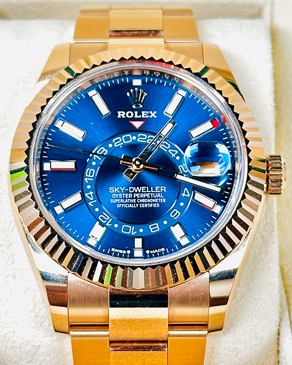 2024 Rolex Sky-Dweller 42MM Blue Dial Rose Gold Oyster Bracelet (336935)