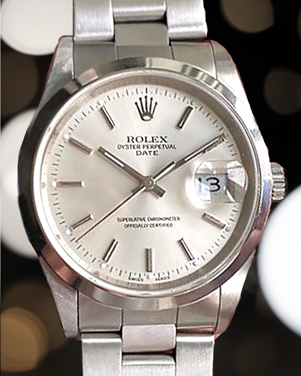 Rolex Oyster Perpetual Date 34MM Silver Dial Oyster Bracelet (15200)