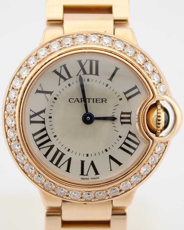 2017 Cartier Ballon Bleu 28MM Quartz Silver Dial Rose Gold Bracelet (W69002Z2)