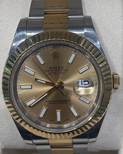 Rolex Datejust II 41MM Steel and Yellow Gold Champagne Dial (116333)