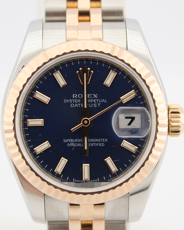 2007 Rolex Lady-Datejust 26MM Blue Dial Gold and Steel Jubilee Bracelet (179171)