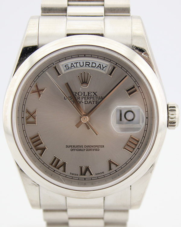 2002 Rolex Day-Date 36MM Silver Dial Platinum President Bracelet (118206)