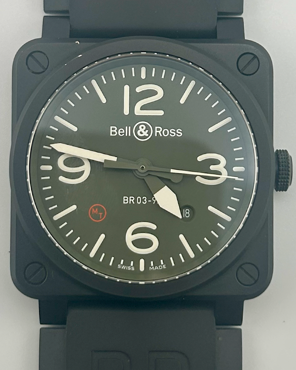 2016 Bell & Ross BR 03-92 Ceramic 42MM Green Dial Rubber Strap (BR 0392-MIL-CE)