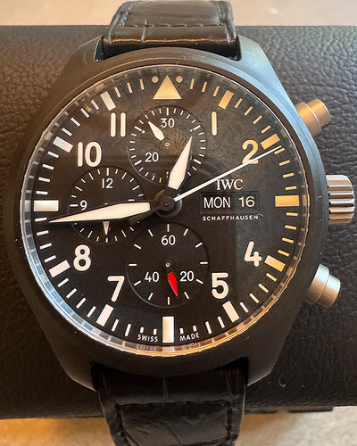 2022 IWC Schaffhausen Pilot Chronograph "Top Gun" 44.5MM Black Dial Leather Strap (IW389101)