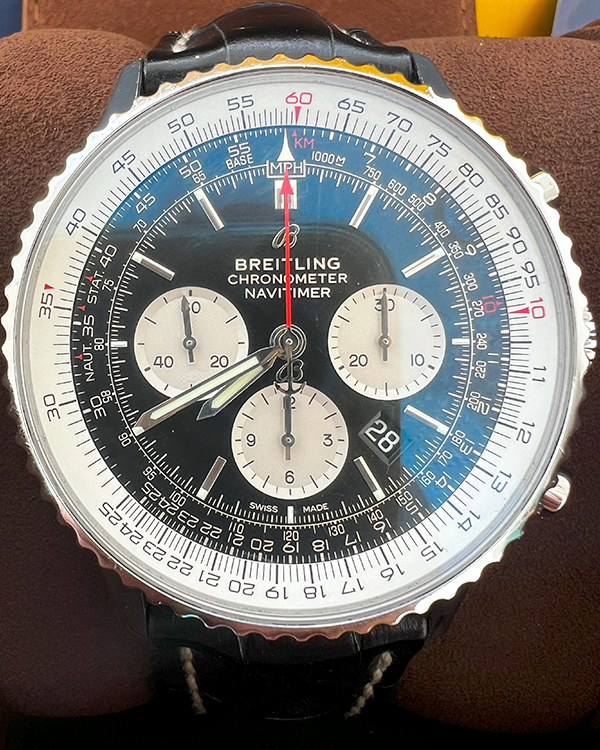 2018 Breitling Navitimer 1 B01 Chronograph 46MM Black Dial Leather Strap (AB0127)