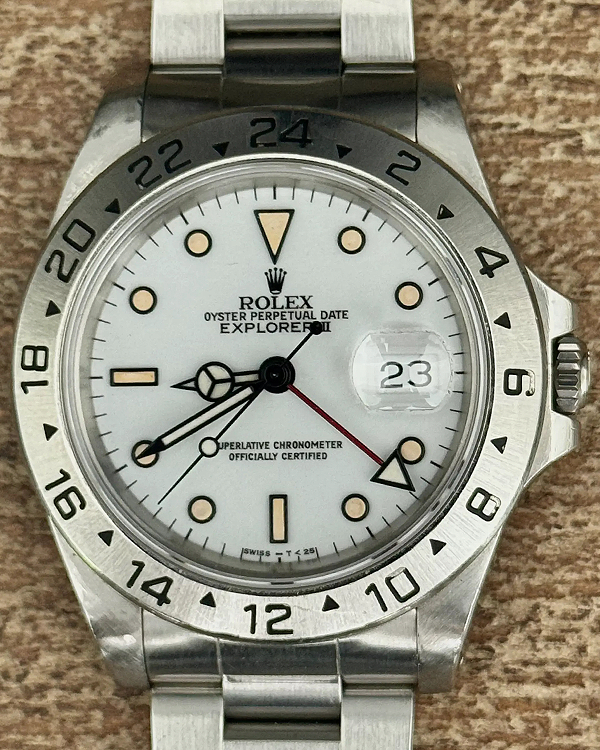 1991 (N Serial) Rolex Explorer II Vintage 40MM White "Chicchi Di Mais" Dial Oyster Bracelet (16570)