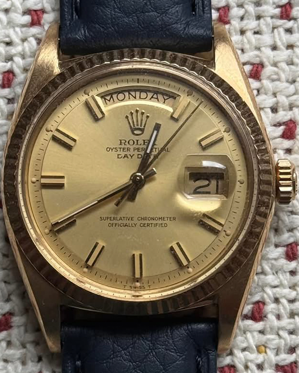 Rolex Day-Date 36MM Champagne Dial Aftermarket Leather Strap (1803)