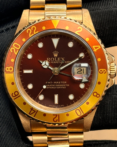 Rolex GMT-Master II 40MM Brown Dial Yellow Gold President Bracelet (16718)