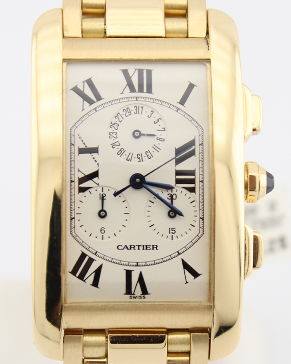 Cartier Tank Américaine De Cartier 28X45MM Quartz White Dial Yellow Gold Bracelet (W2601156)