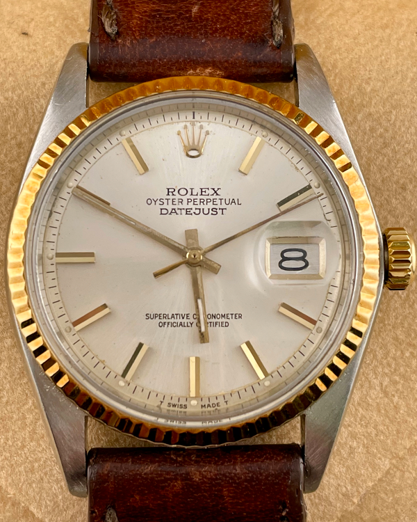 Rolex Datejust 36MM "Pie Pan" Silver Dial Leather Strap (1601)