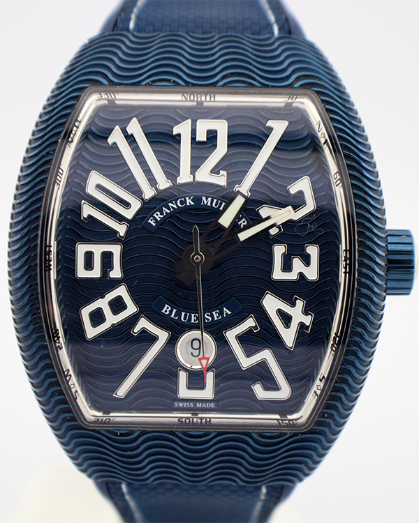 Franck Muller Vanguard Blue Sea 44MM Black Dial Rubber Strap (45SCBLUSEABLUNG)