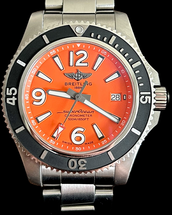 No Reserve - 2021 Breitling Superocean II 42MM Orange Dial Steel Bracelet (A17366)