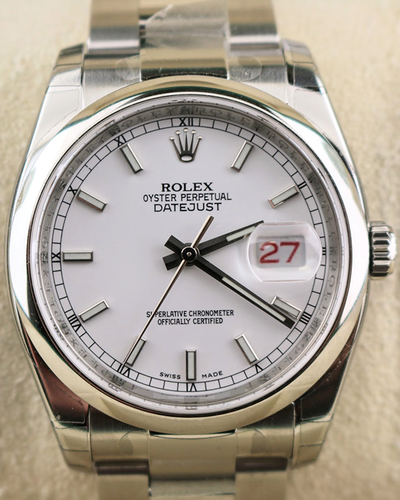 Rolex Datejust 36MM White Dial Oyster Bracelet (116200)