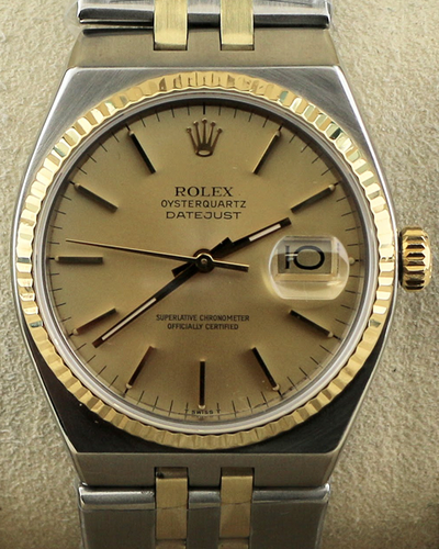 1979 (5.8 Mil Serial) Rolex Datejust Oysterquartz Vintage 36MM  Champagne Dial Two-Tone Bracelet  (17013)