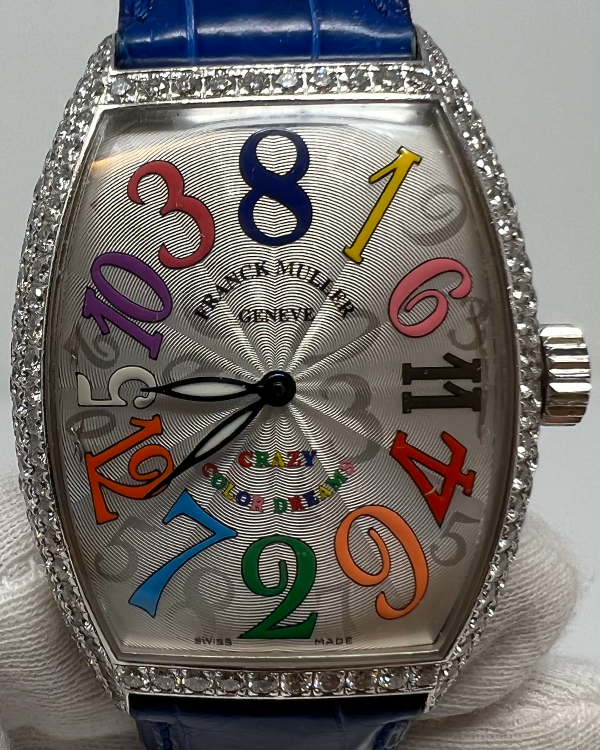 Franck Muller "Crazy" Color Dreams 48MM Silver Dial Leather Strap (7851 CH D)