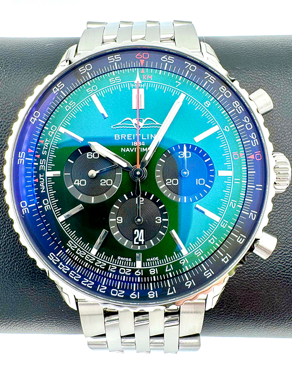 2024 Breitling Navitimer 1 B01 Chronograph 46MM Green Dial Steel Bracelet (AB0137241L1A1)