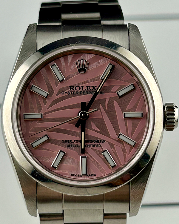 Rolex Oyster Perpetual 31MM Aftermarket "Palm" Motif Pink Dial Oyster Bracelet (67480)