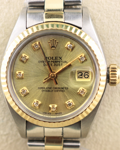 Rolex Lady-Datejust 26MM Aftermarket Champagne Dial Two-Tone Oyster Bracelet (6917)