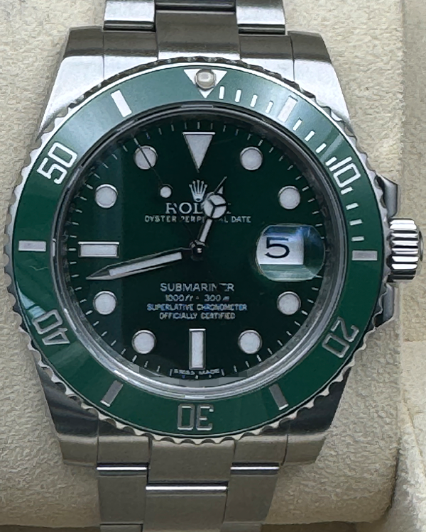 2010 (G Serial) Rolex Submariner Date “Hulk” 40MM Green Dial Oyster Bracelet (116610LV)