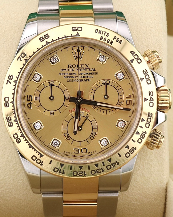 2018 Rolex Cosmograph Daytona Two-Tone Factory Diamonds Champagne Dial (116503)