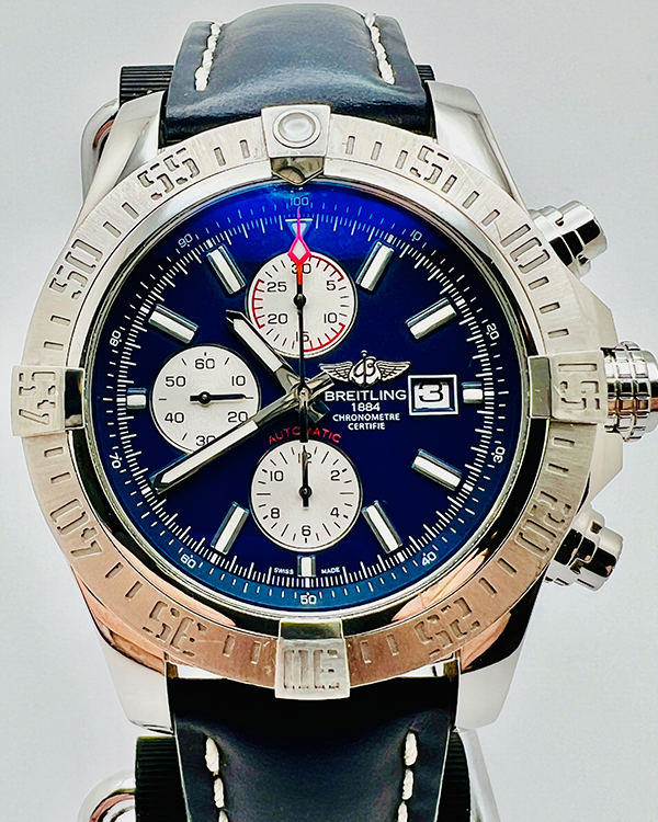 Breitling Super Avenger II 48MM Blue Dial Leather Strap (A13371)