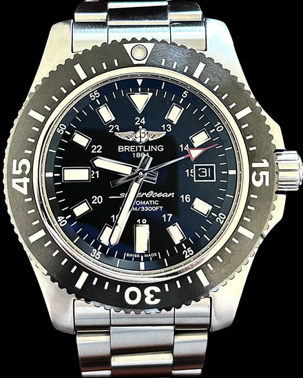 No Reserve - 2018 Breitling Superocean 44MM Black Dial Steel Bracelet (Y1739310/BF45)