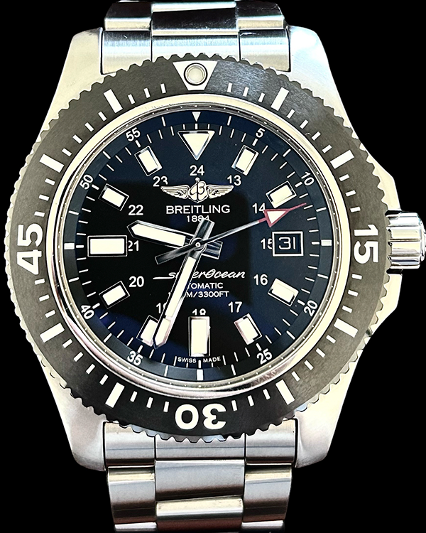 No Reserve - 2018 Breitling Superocean 44MM Black Dial Steel Bracelet (Y1739310/BF45)
