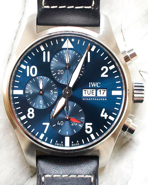 2022 IWC Schaffhausen Pilot Chronograph 41MM Blue Dial Leather Strap (IW388101)