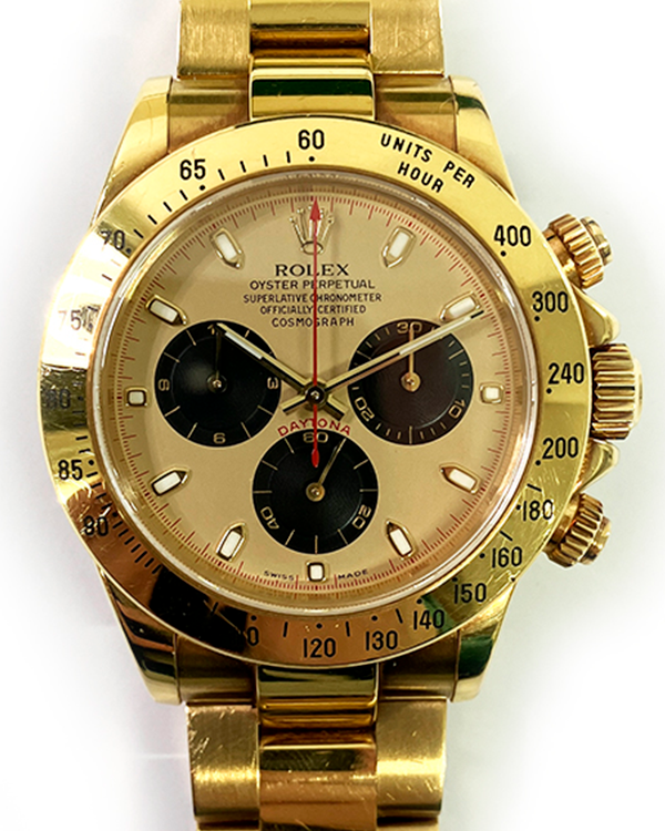 2002 Rolex Cosmograph Daytona 40MM Champagne Dial Yellow Gold Bracelet (116528)